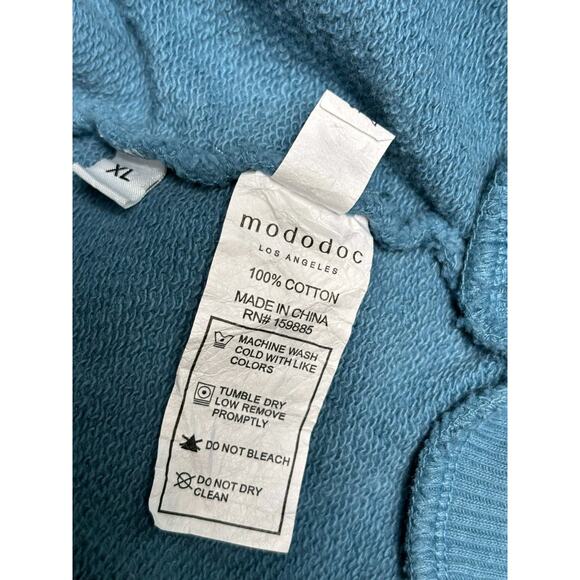 Mododoc Knit Sweater Womens Sz XL Blue V-Neck Long-Sleeve 100% Cotton Oversized - Picture 5 of 7